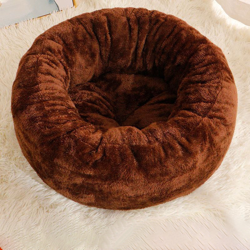 Winter Warm Plush Donut Pet Round Bed Cushion