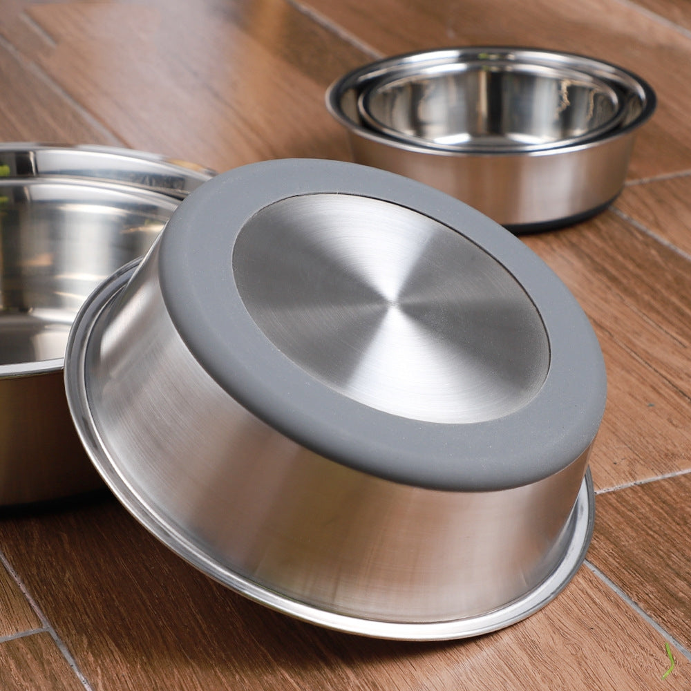 Silicone And Stainless Steel Pet Food And Water Bowl
