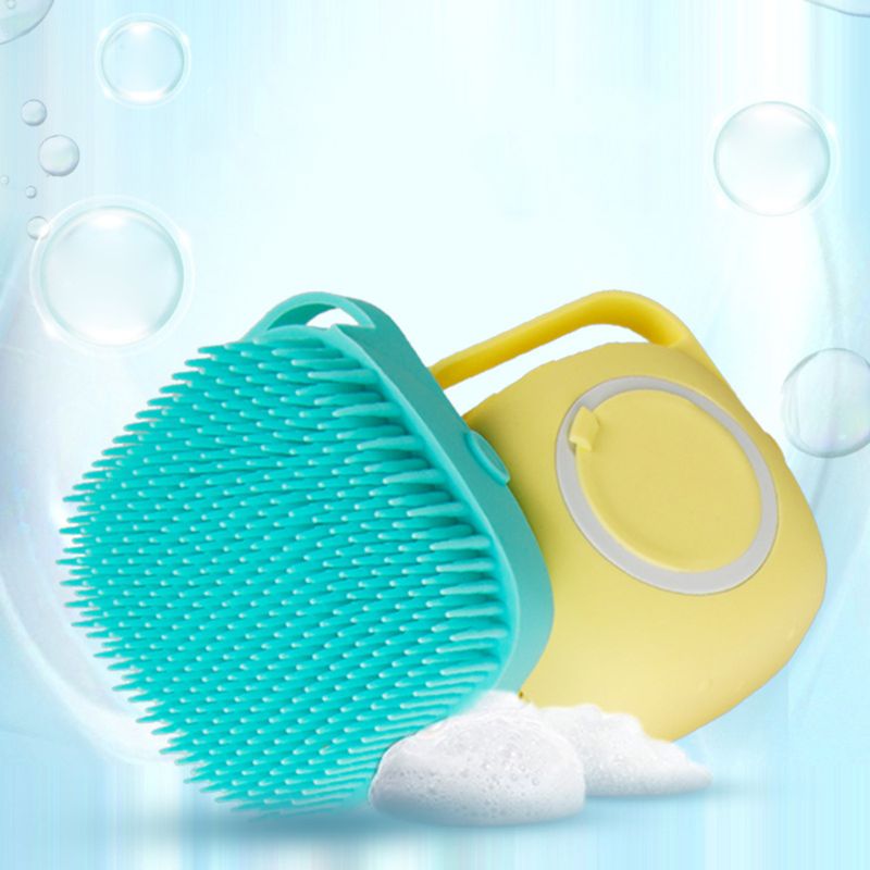 Silicone Bristle Pet Bath Brush Shampoo Dispenser Grooming Tool