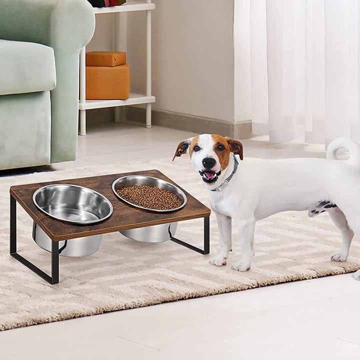 Wood Iron Pet Feeding Rack With Bowl Stand