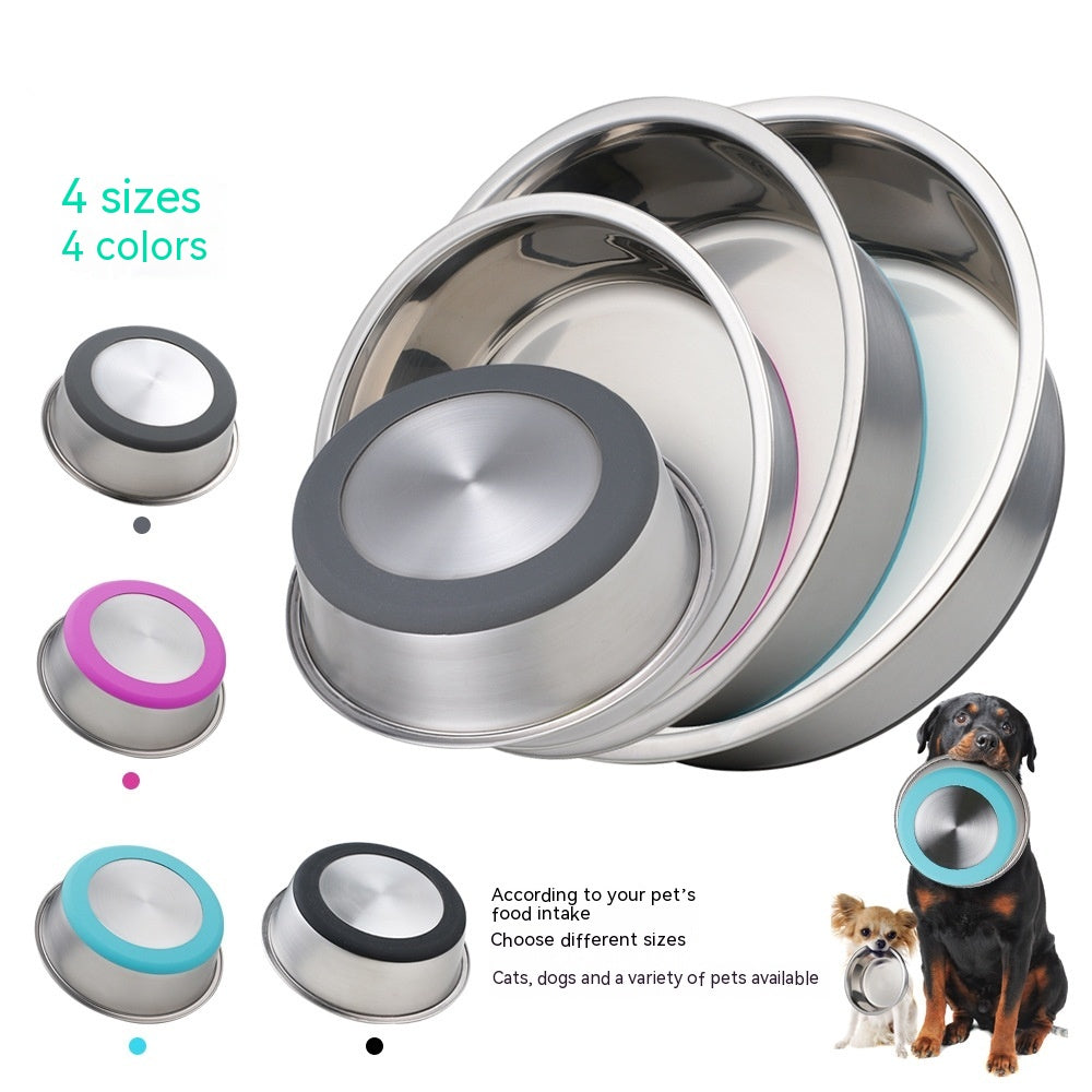 Silicone And Stainless Steel Pet Food And Water Bowl