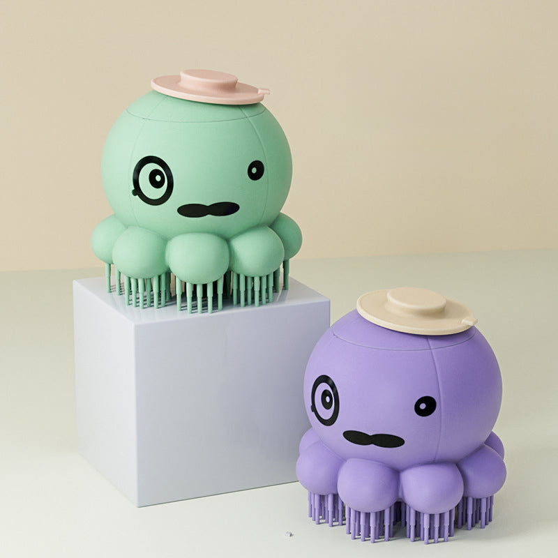 Pet Bath Silicone Massage Brush With Body Wash Dispenser
