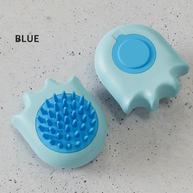 Pet Bath Massage Brush With Shampoo Dispenser Grooming Tool