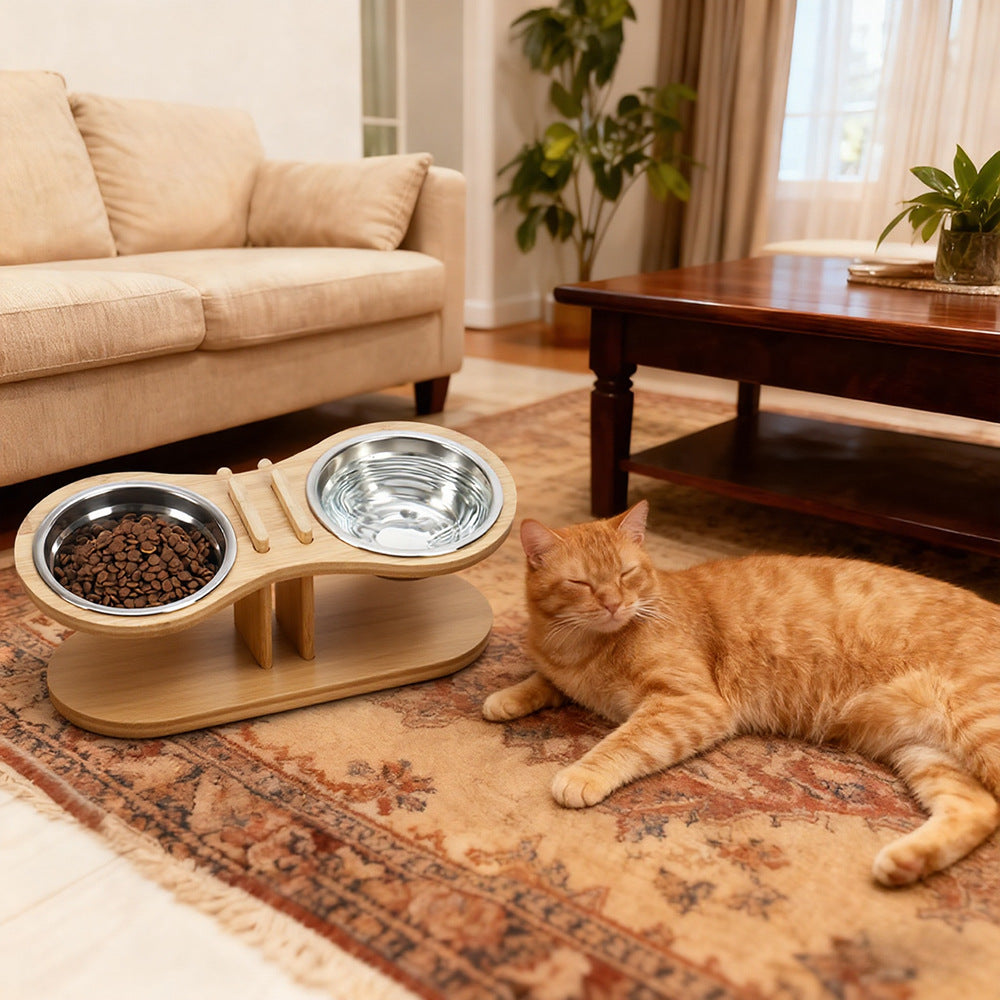 Adjustable Tilted Pet Feeding Bowl Stand Holder