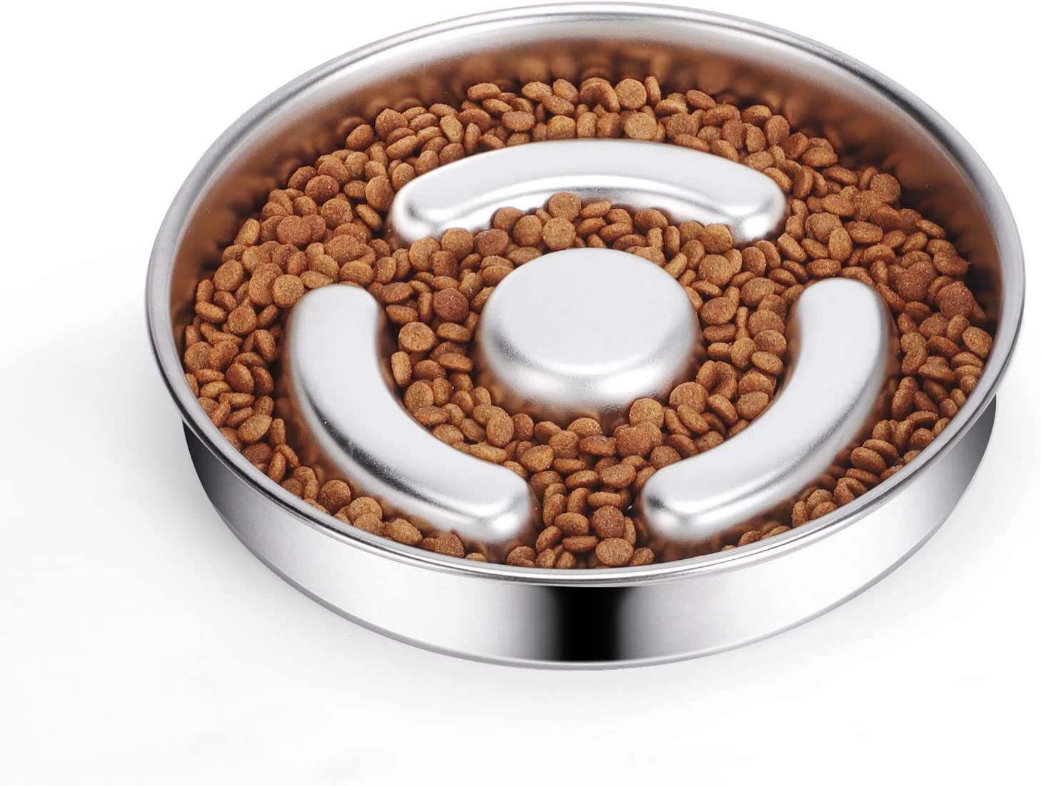 Stainless Steel Pet Slow Feeding Bowl With Neck Protector