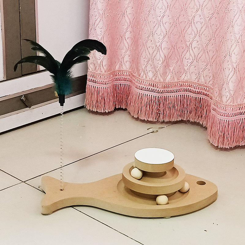 Solid Wood Pet Turntable Bite Resistant Interactive Toy