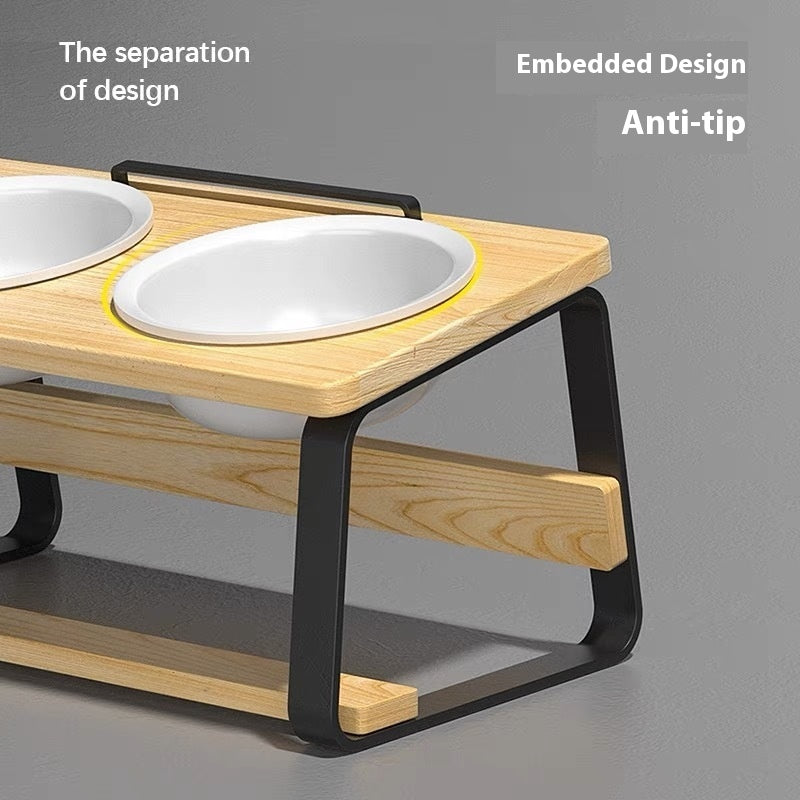 Ceramic Double Pet Feeding Bowl Raised Stand Holder
