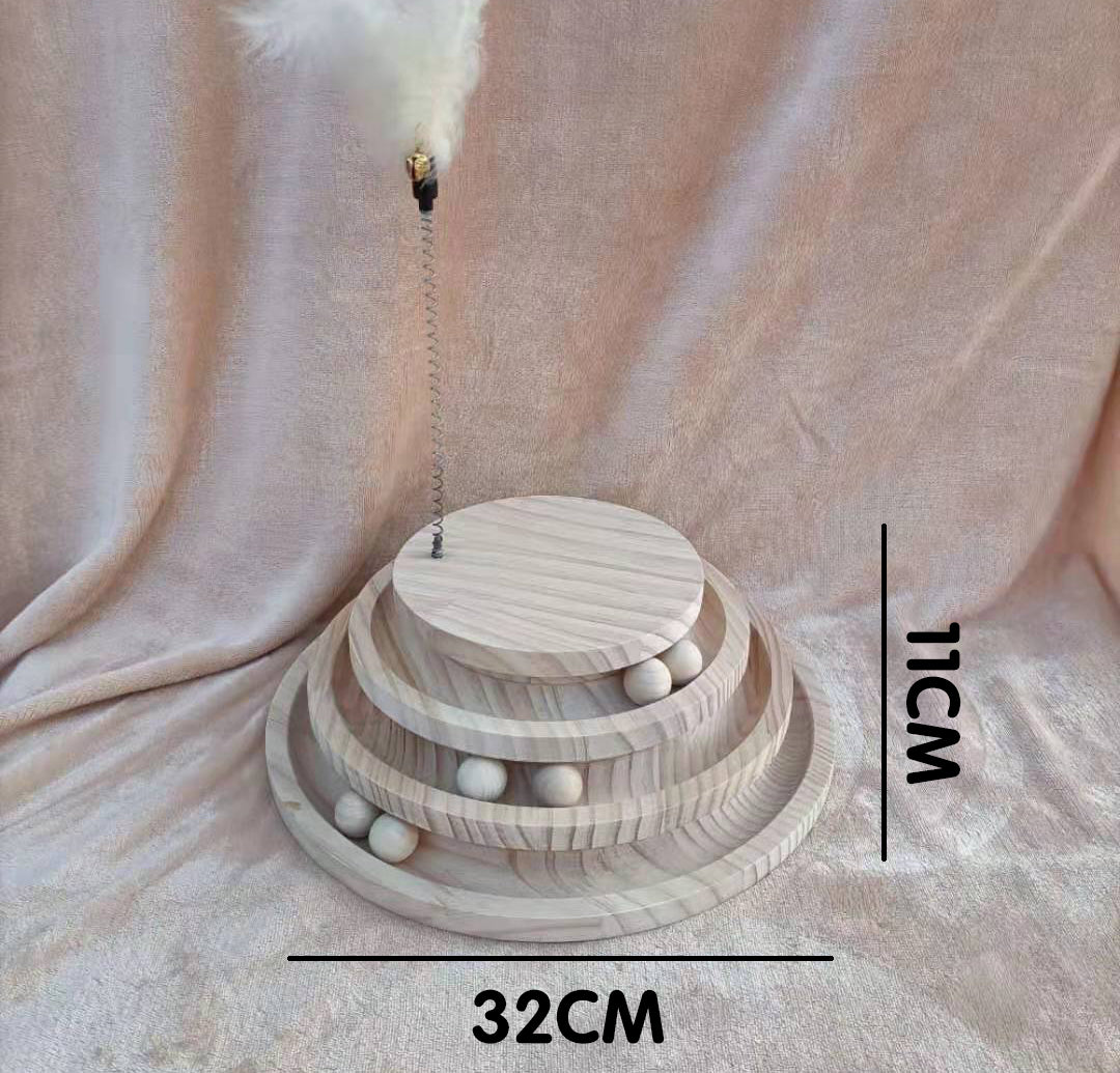 Solid Wood Pet Turntable Bite Resistant Interactive Toy