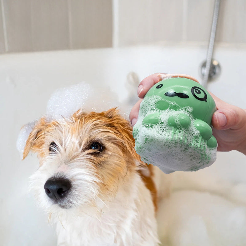 Pet Bath Silicone Massage Brush With Body Wash Dispenser