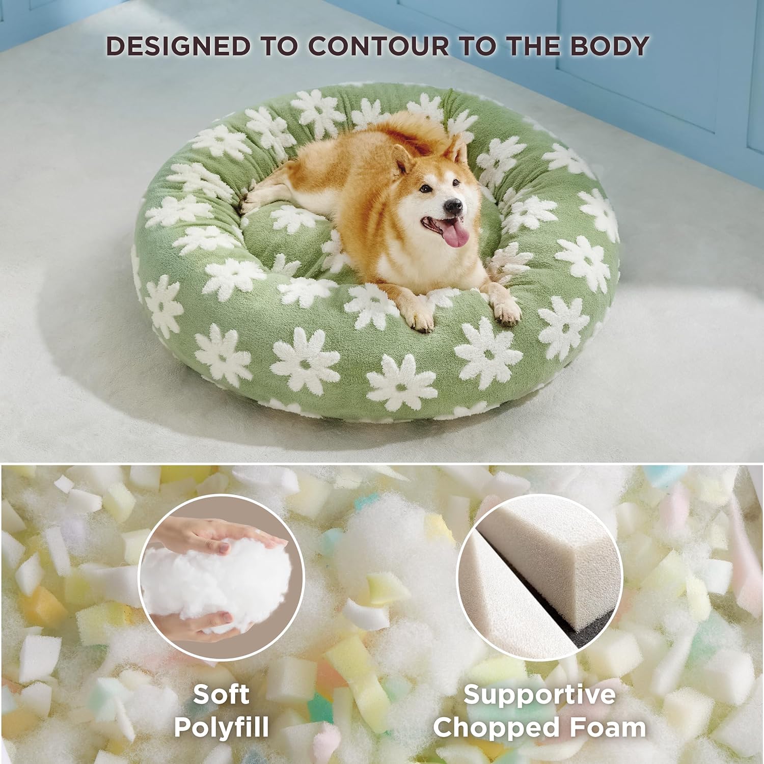 Round Calming Plush Pet Bed Anti Slip Design