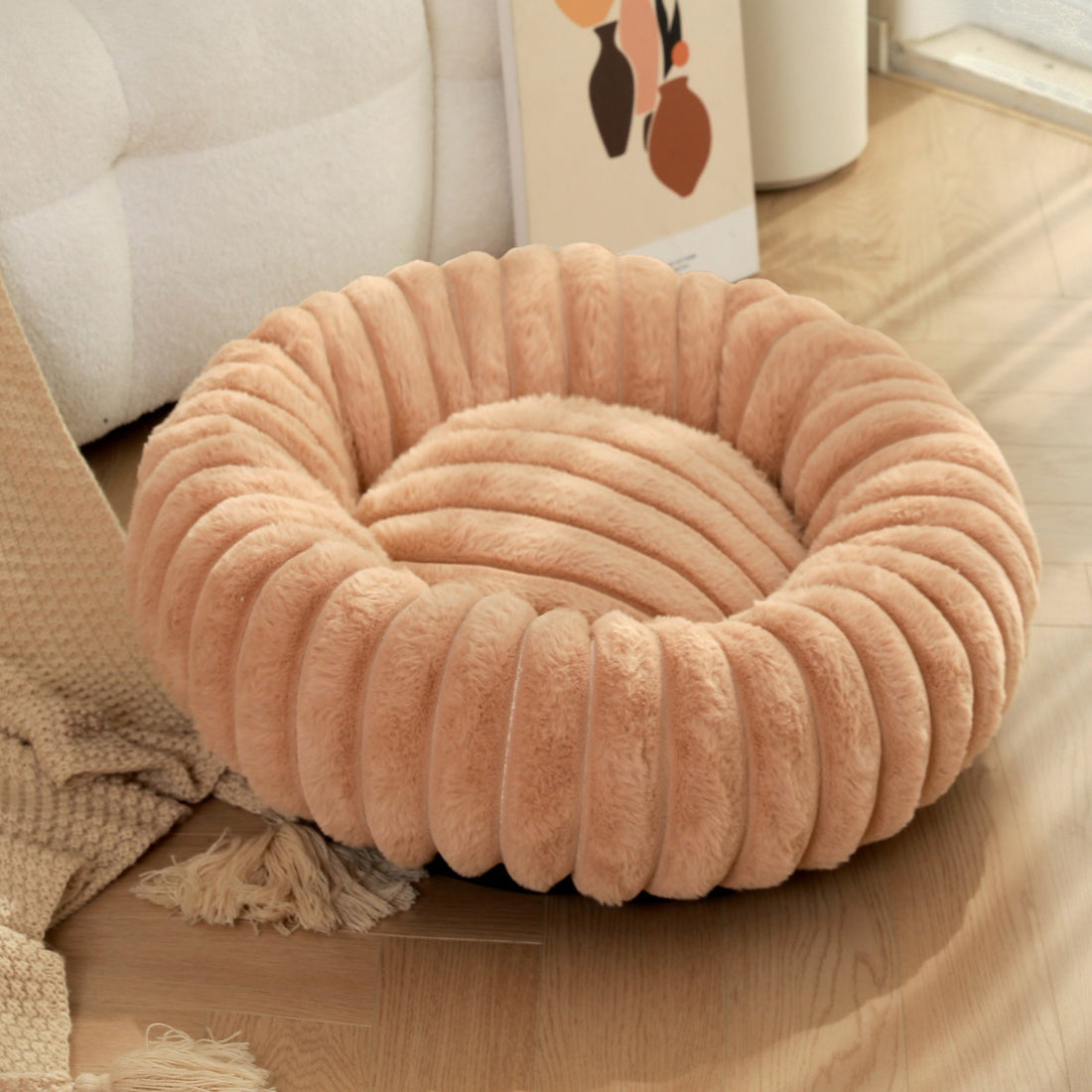 Plush Round Warm Pet Nest Winter Kennel Bed