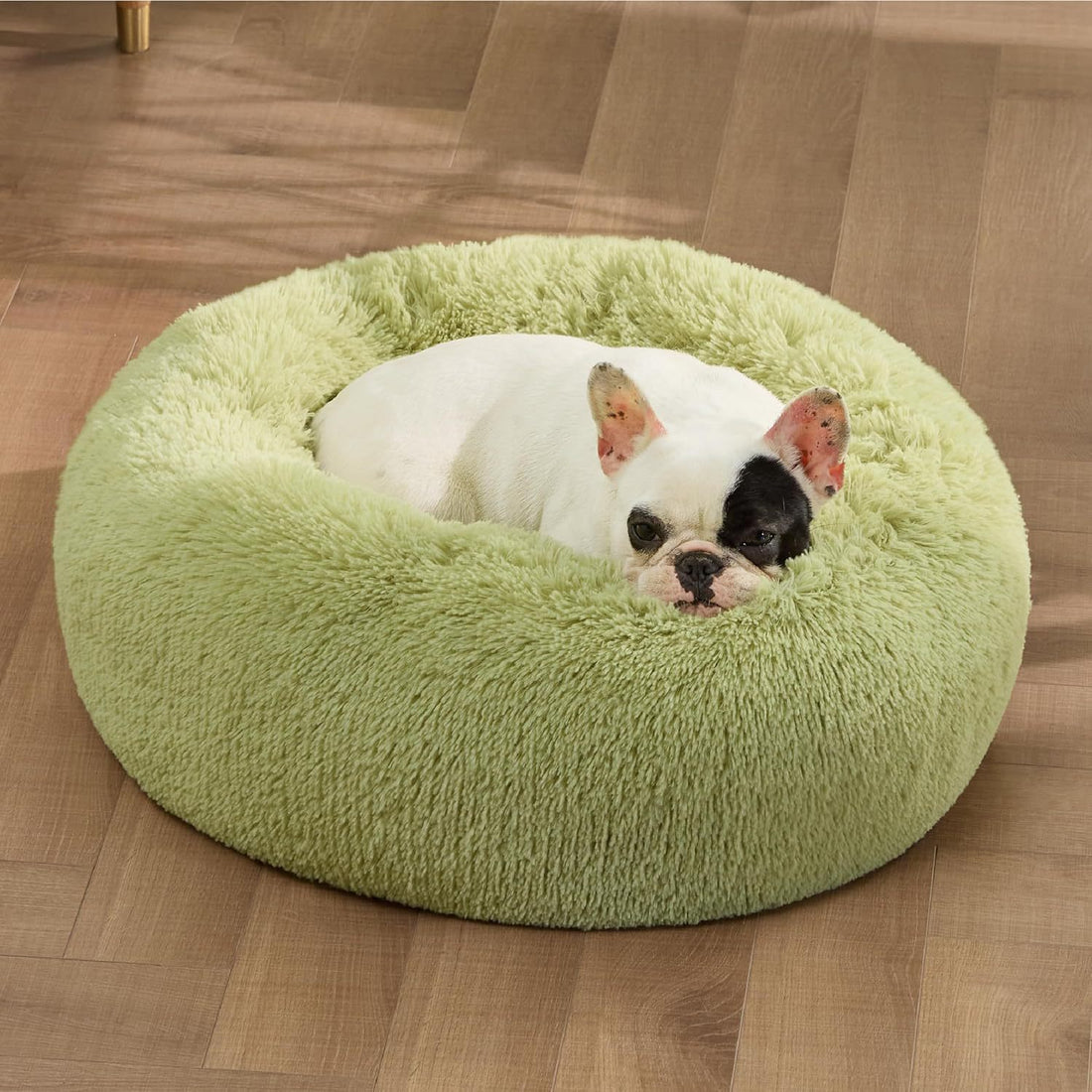 Solid Color Non Slip Round Plush Pet Bed