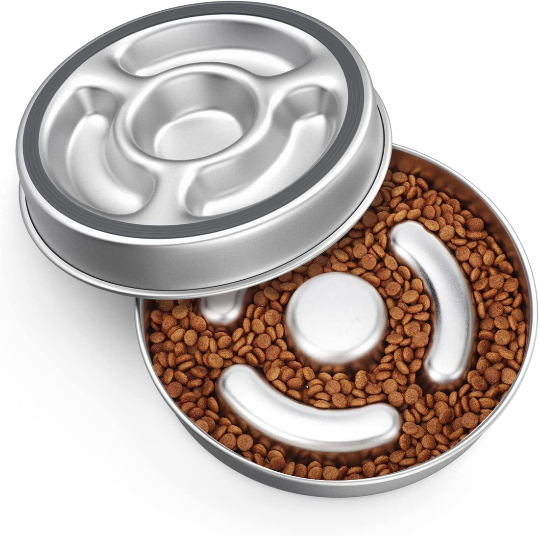 Stainless Steel Pet Slow Feeding Bowl With Neck Protector