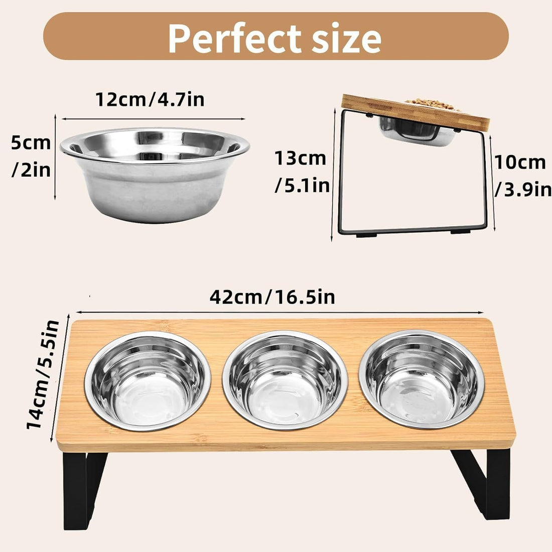 Wood Iron Pet Feeding Rack With Bowl Stand