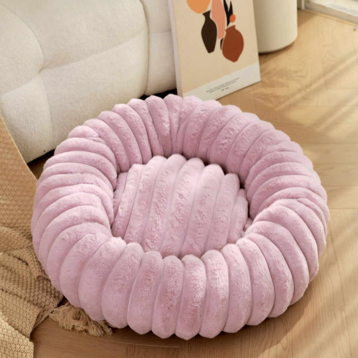 Plush Round Warm Pet Nest Winter Kennel Bed