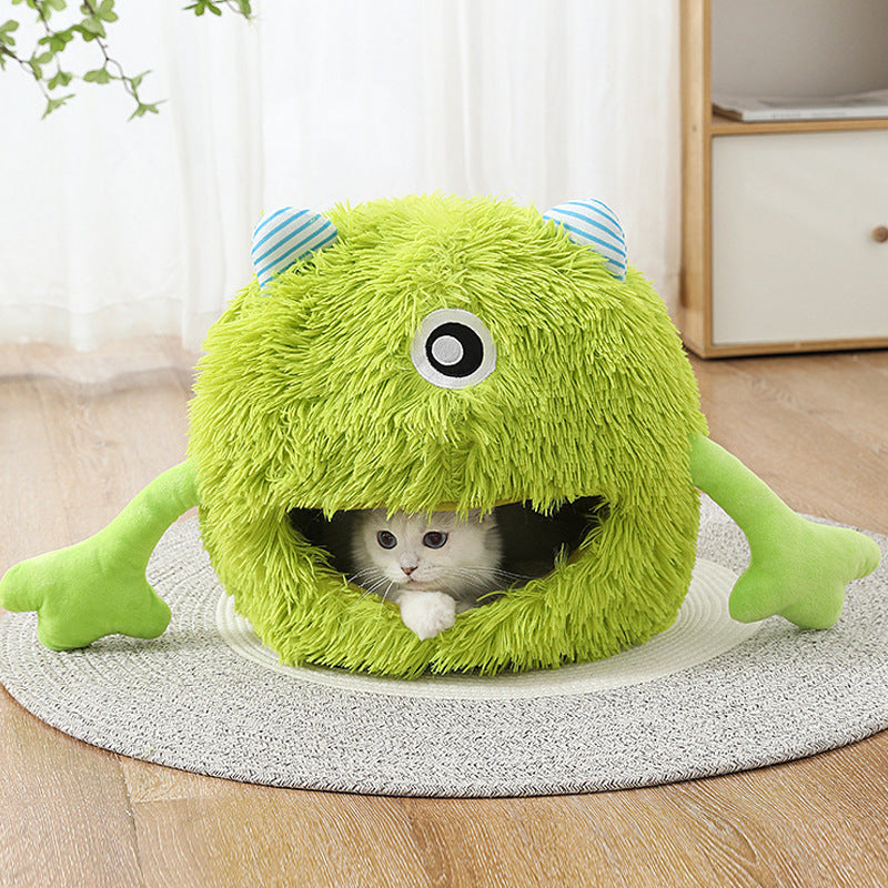 Fluffy Round Calming Plush Pet Bed Machine Washable