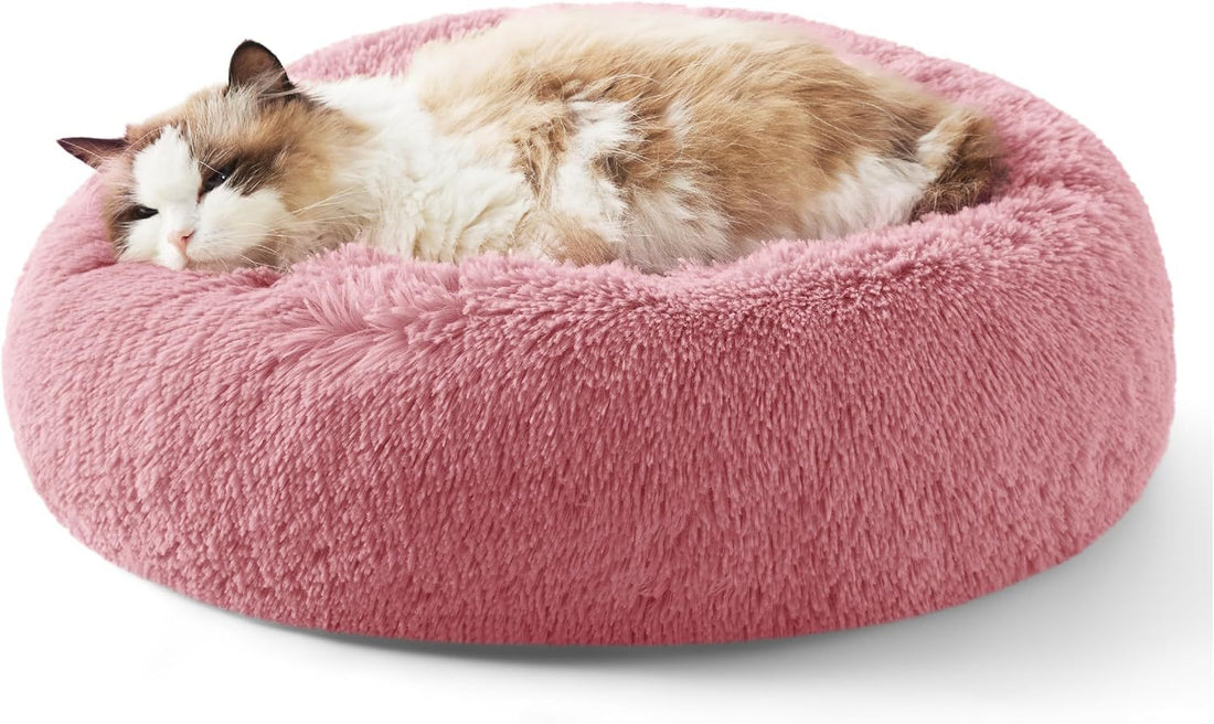 Solid Color Non Slip Round Plush Pet Bed