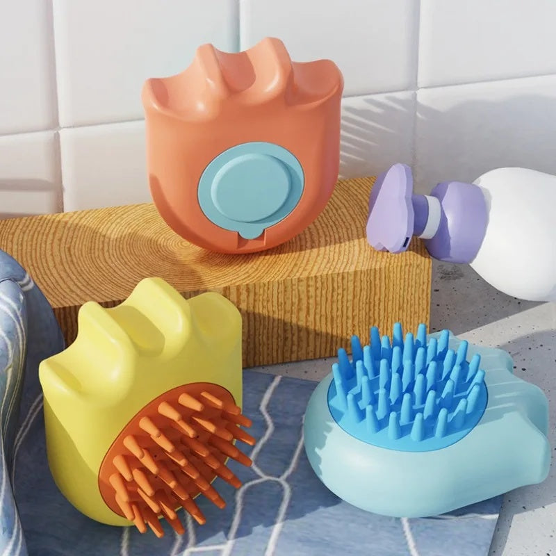 Pet Bath Massage Brush With Shampoo Dispenser Grooming Tool
