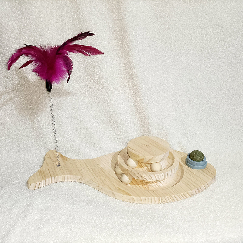Solid Wood Pet Turntable Bite Resistant Interactive Toy