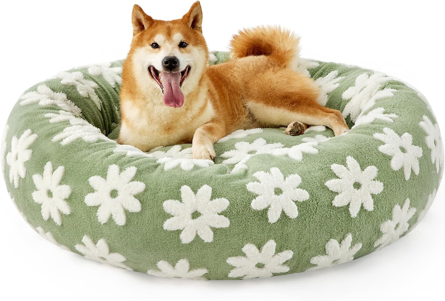 Round Calming Plush Pet Bed Anti Slip Design
