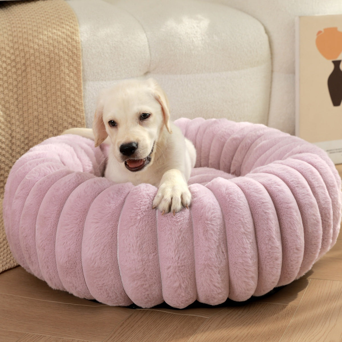 Plush Round Warm Pet Nest Winter Kennel Bed