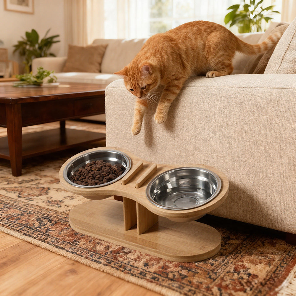 Adjustable Tilted Pet Feeding Bowl Stand Holder