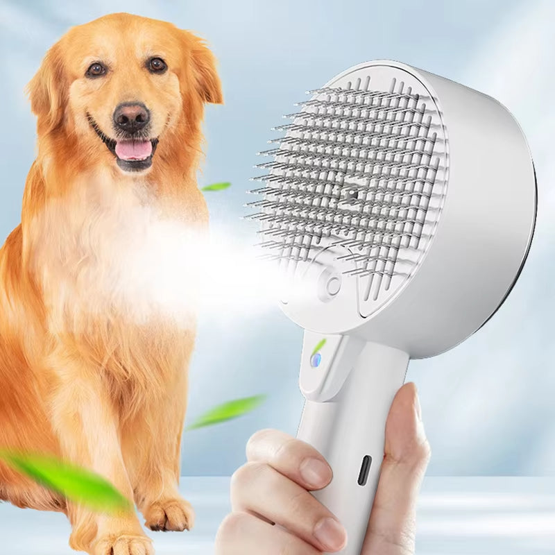 3 In 1 Pet Steam Grooming Massage Brush With Sprayer