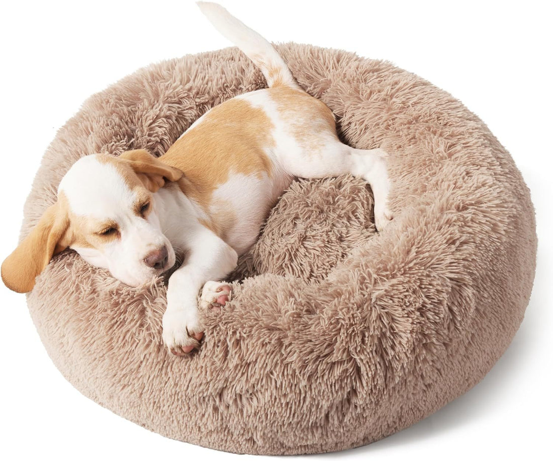 Solid Color Non Slip Round Plush Pet Bed