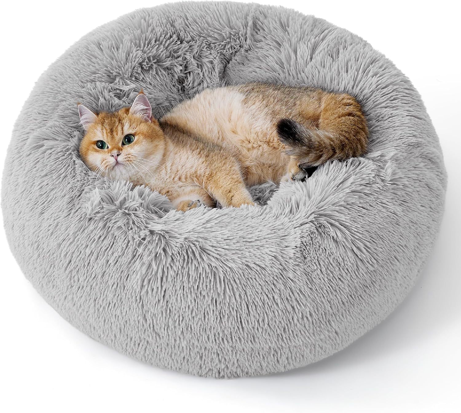 Solid Color Non Slip Round Plush Pet Bed