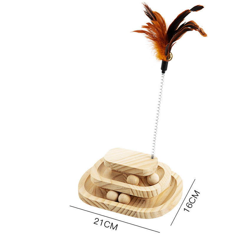 Solid Wood Pet Turntable Bite Resistant Interactive Toy