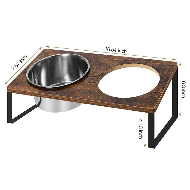 Wood Iron Pet Feeding Rack With Bowl Stand