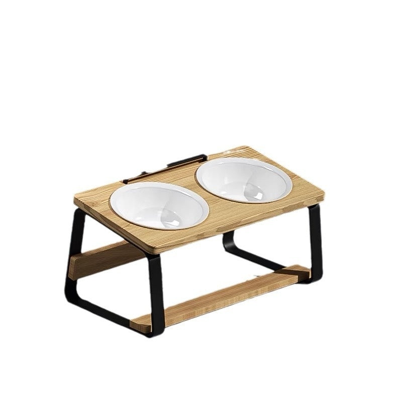 Ceramic Double Pet Feeding Bowl Raised Stand Holder
