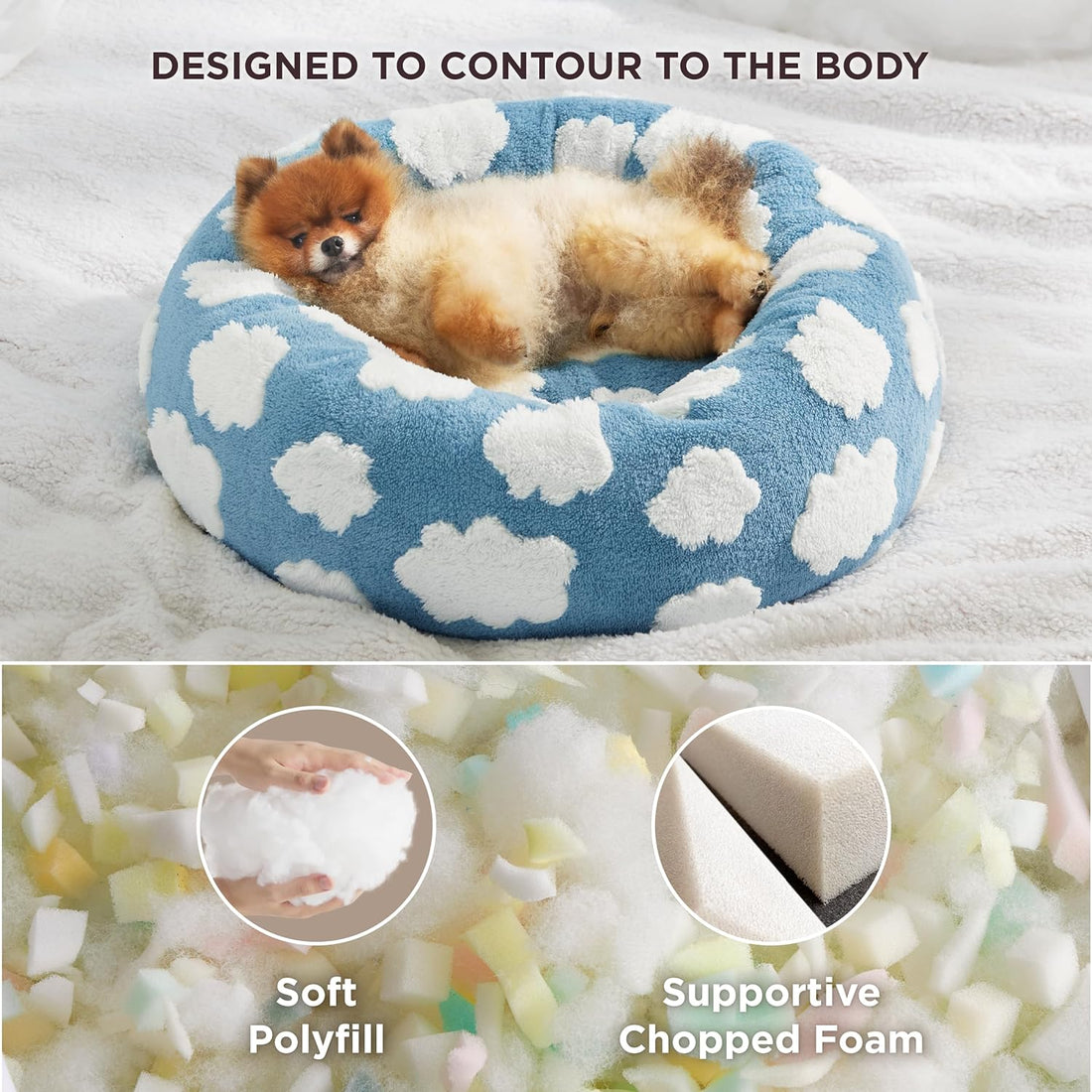 Round Calming Plush Pet Bed Anti Slip Design